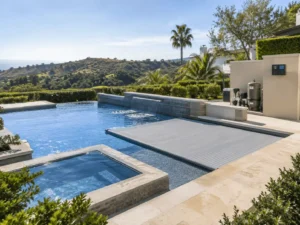 Automated pool and spa with a retractable cover