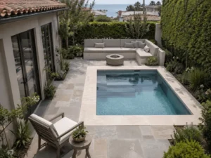 Compact plunge pool in a small courtyard backyard